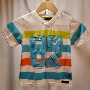 City Ink Boys Shirt Wild Life 82 White Blue and Orange Size 7